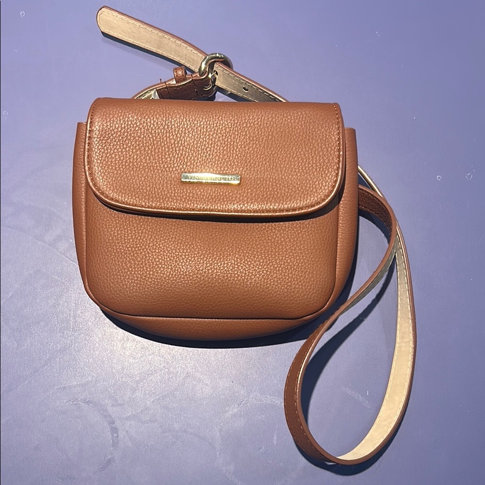 Vince Camuto Brown Crossbody Bag with Gold Accents